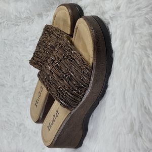 Mudd Slip On Woven Sandal Chunky Platform Wedge Size 9.5
